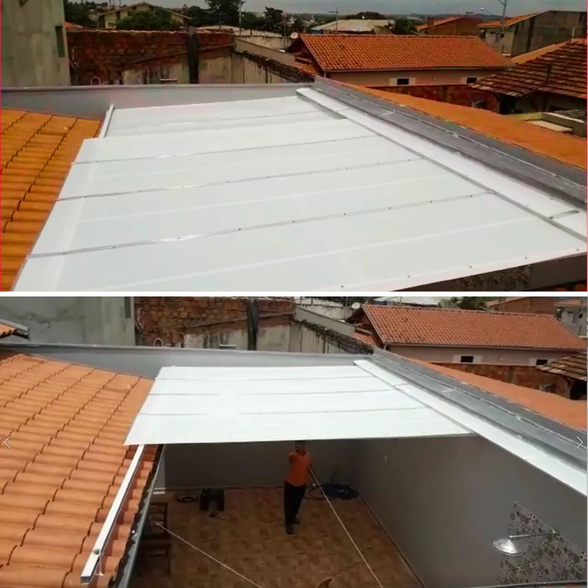 Cobertura Retrátil Policarbonato/Telha/Vidro em Mauá SP — Instalação em área gourmet com churrasqueira